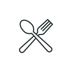 Spoon and fork line icon. Simple outline style. Spoon, fork, silverware, kitchen, cutlery, table, restaurant concept. Vector illustration isolated on white background. EPS 10