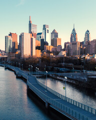 Philadelphia skyline viewed at sunrise from the South Street bridge  4448x5560 © Ian