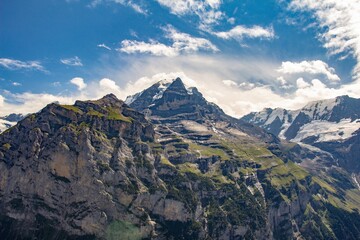 A mountain in the Swiss Alps from the base looking at the summit

5184 × 3456