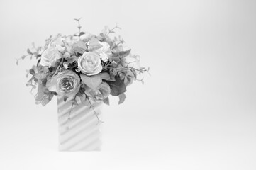 Artificial Flowers in a Vase (in monochrome)