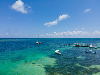 Aerial view of Puerto Morelos, Quintana Roo, Mexico