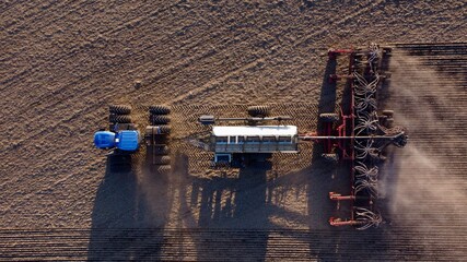 Ariel Drone Picture Top Down of a Seeder 
