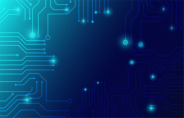circuit and dot technology with line shapes on dark blue background. abstract futuristic Illustration Vector design digital social network connect concept.