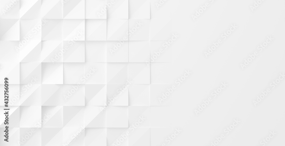 Poster random rotated white cube boxes block background wallpaper banner with copy space