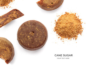 Creative layout made of sugar cane on the white background. Flat lay. Food concept.