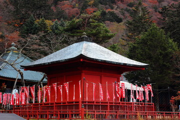 秋の中禅寺の風景。日本栃木県、日光。歴史のある寺院。