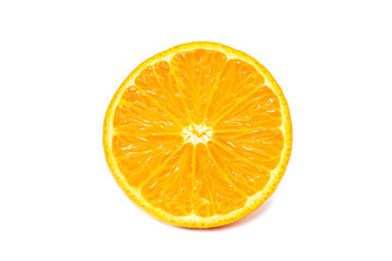 Sliced mandarine in half circle close up