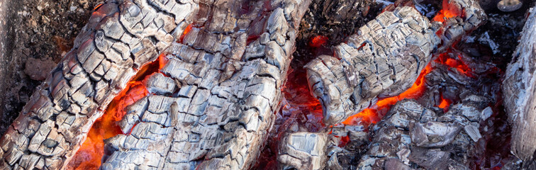 Glowing red hot charcoal. Beautiful charcoal background