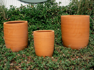 Various colorful plant pots in the shop.