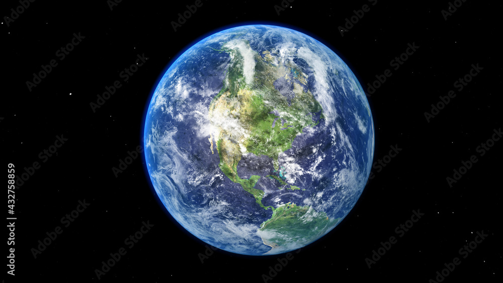 Wall mural sunrise and shadow on the earth in space with star in universe. world realistic atmosphere 3d volume
