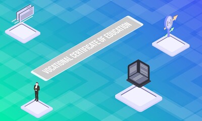 Vocational Certificate of Education concept on abstract design