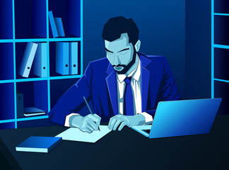 Beautiful illustration Businessman doing paperwork, High quality art work