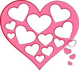 A collection of three hearts of different sizes on a white background.