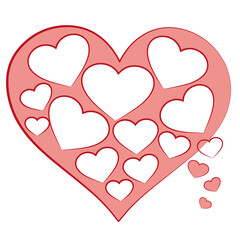 A collection of three hearts of different sizes on a white background.