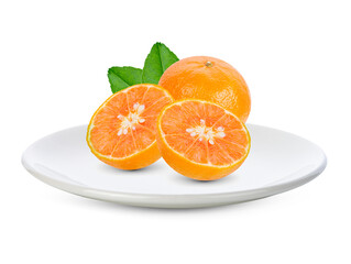 orange fruit isolated on white plate