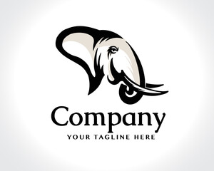 elephant head art logo design illustration