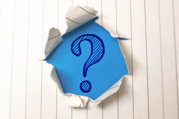Question Mark, text words typography written on paper, life and business motivational inspirational
