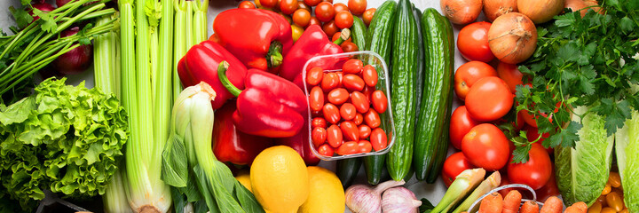 Collage of best sources of immune boosting healthy food on gray background.