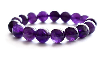 Amethyst bracelet crystal gemstone on white background.	
