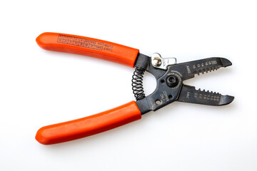 Wire stripping pliers  isolated on white background with clipping path.
