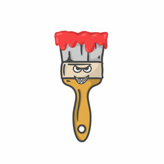 Cute Paint Brush Character Flat Cartoon Vector Template Design Illustration