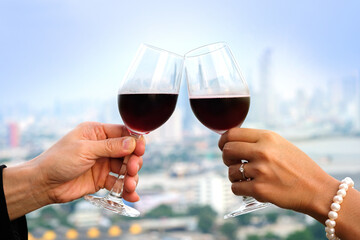Couple celebrating valentine's day By drinking red wine Valentine Day Festival Ideas