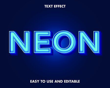 blue neon text effect