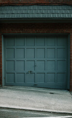 A grey garage door