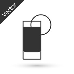 Grey Tequila glass with lemon icon isolated on white background. Mexican alcohol drink. Vector