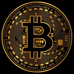 Gold coin bitcoin isolate on a high quality black background. 3d rendering illustreation.