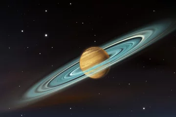 Der beringte Exoplanet oder extrasolare Planet im Weltraum © Peter Jurik
