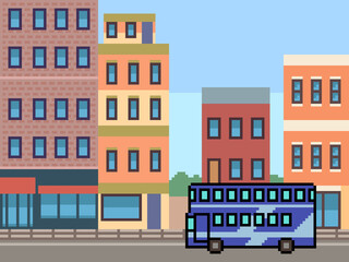 pixel art city tour bus