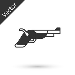 Grey Vintage pistols icon isolated on white background. Ancient weapon. Vector