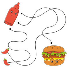 Easy maze. Labyrinth for kids. Activity worksheet. Puzzle for children. Cartoon character. Logical conundrum. Color vector illustration.