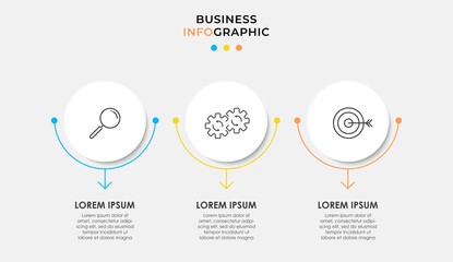 Vector Infographic circle label design business template with icons and 3 options or steps. Can be used for process diagram, presentations, workflow layout, banner, flow chart, info graph