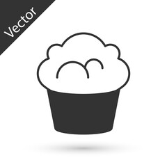 Grey Muffin icon isolated on white background. Vector