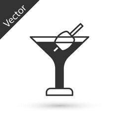 Grey Martini glass icon isolated on white background. Cocktail icon. Wine glass icon. Vector