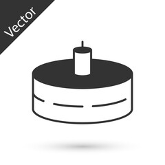 Grey Cake with burning candles icon isolated on white background. Happy Birthday. Vector