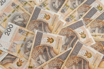 Pile of different Polish money. financial concept