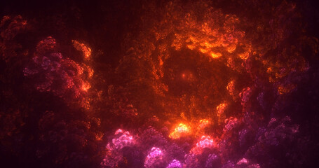 3D rendering abstract multicolor fractal light background