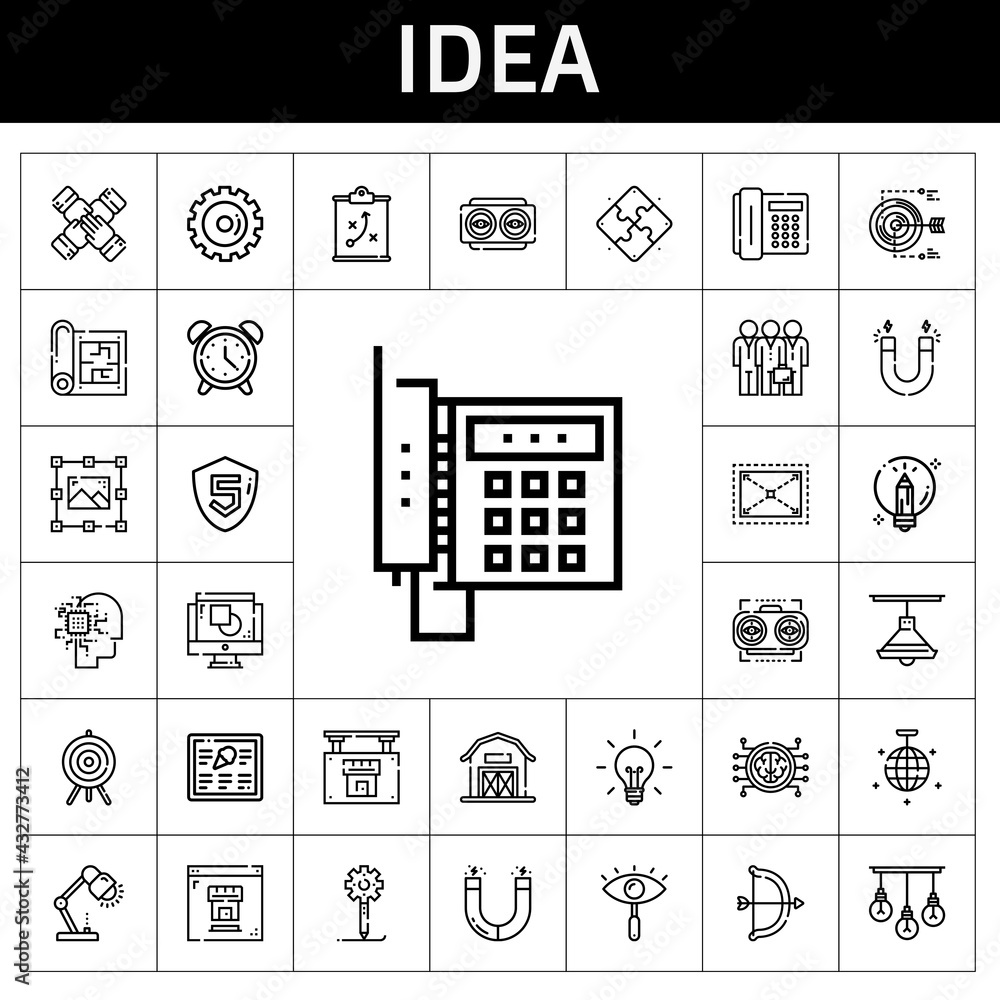 Wall mural idea icon set. line icon style. idea related icons such as idea, mirror ball, artificial intelligenc