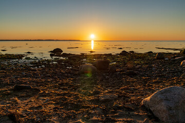 Obraz na płótnie Canvas Sunset over the Baltic Sea in Hohen Wieschendorf, Mecklenburg-Western Pomerania, Germany