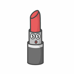 Cute Lipstick Character Flat Cartoon Vector Template Design Illustration