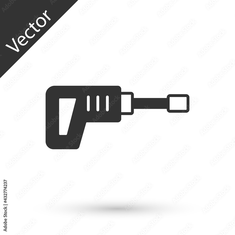 Wall mural Grey Electric rotary hammer drill machine icon isolated on white background. Working tool for construction, finishing, repair work. Vector