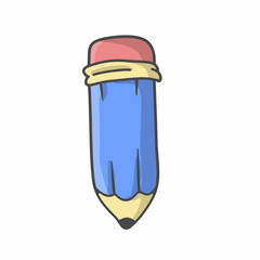 Cute Pencil Character Flat Cartoon Vector Template Design Illustration