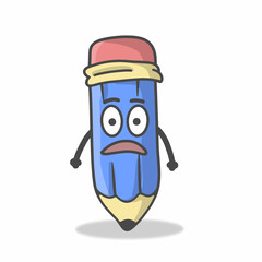 Cute Pencil Character Flat Cartoon Vector Template Design Illustration