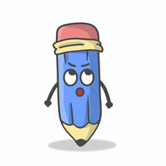 Cute Pencil Character Flat Cartoon Vector Template Design Illustration