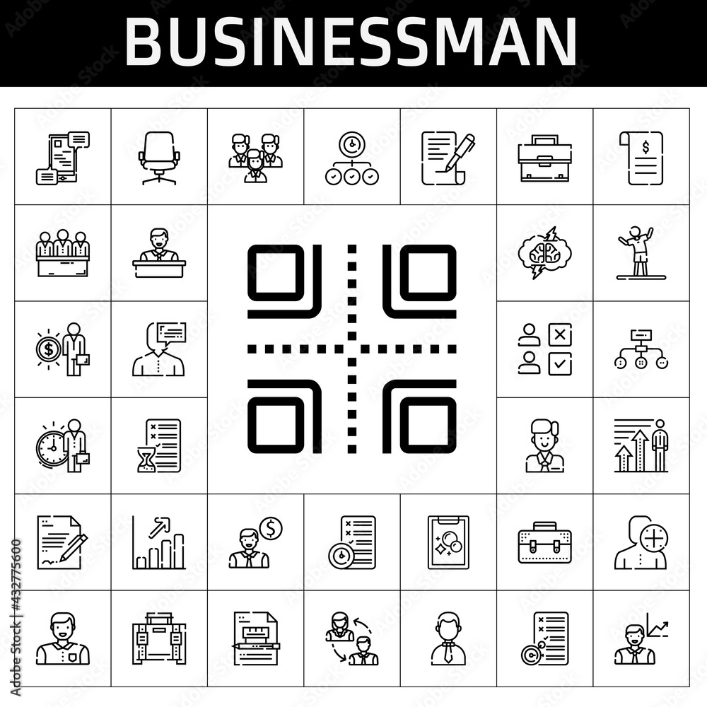 Wall mural businessman icon set. line icon style. businessman related icons such as profits, hierarchical struc