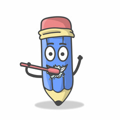 Cute Pencil Character Flat Cartoon Vector Template Design Illustration