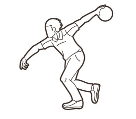 Fototapeta na wymiar Bowling Sport Male Player Pose Cartoon Graphic Vector